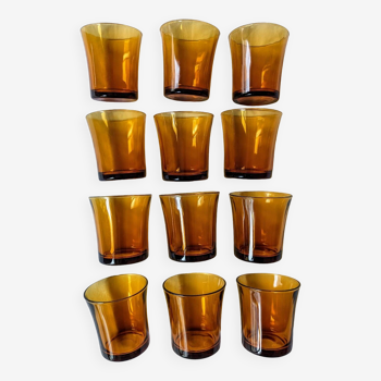 12 verres à eau ambrés Duralex