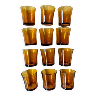 12 verres à eau ambrés Duralex