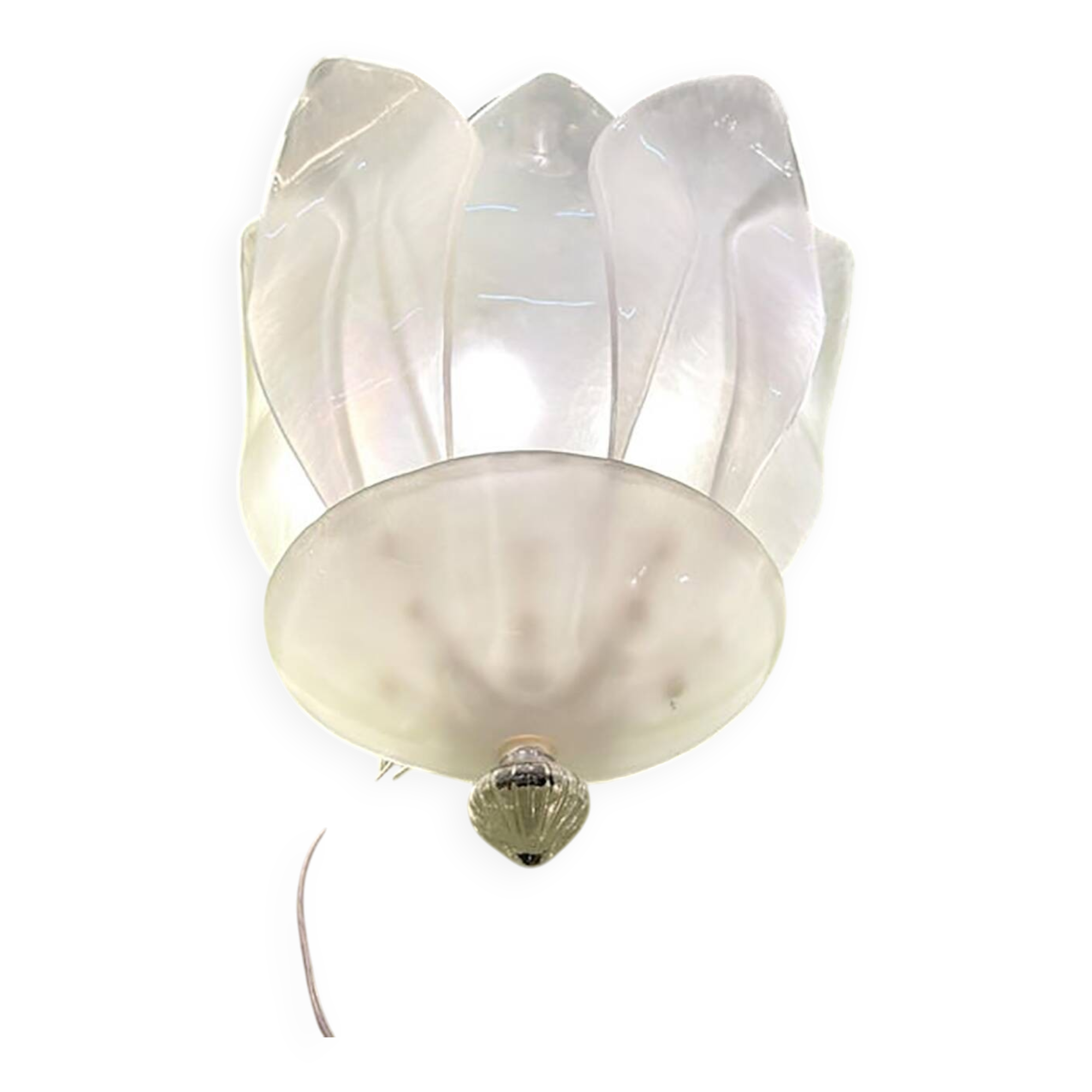 Contemporary Venetian Sanded Murano Glass Floreal Wall Sconces-Set of Two