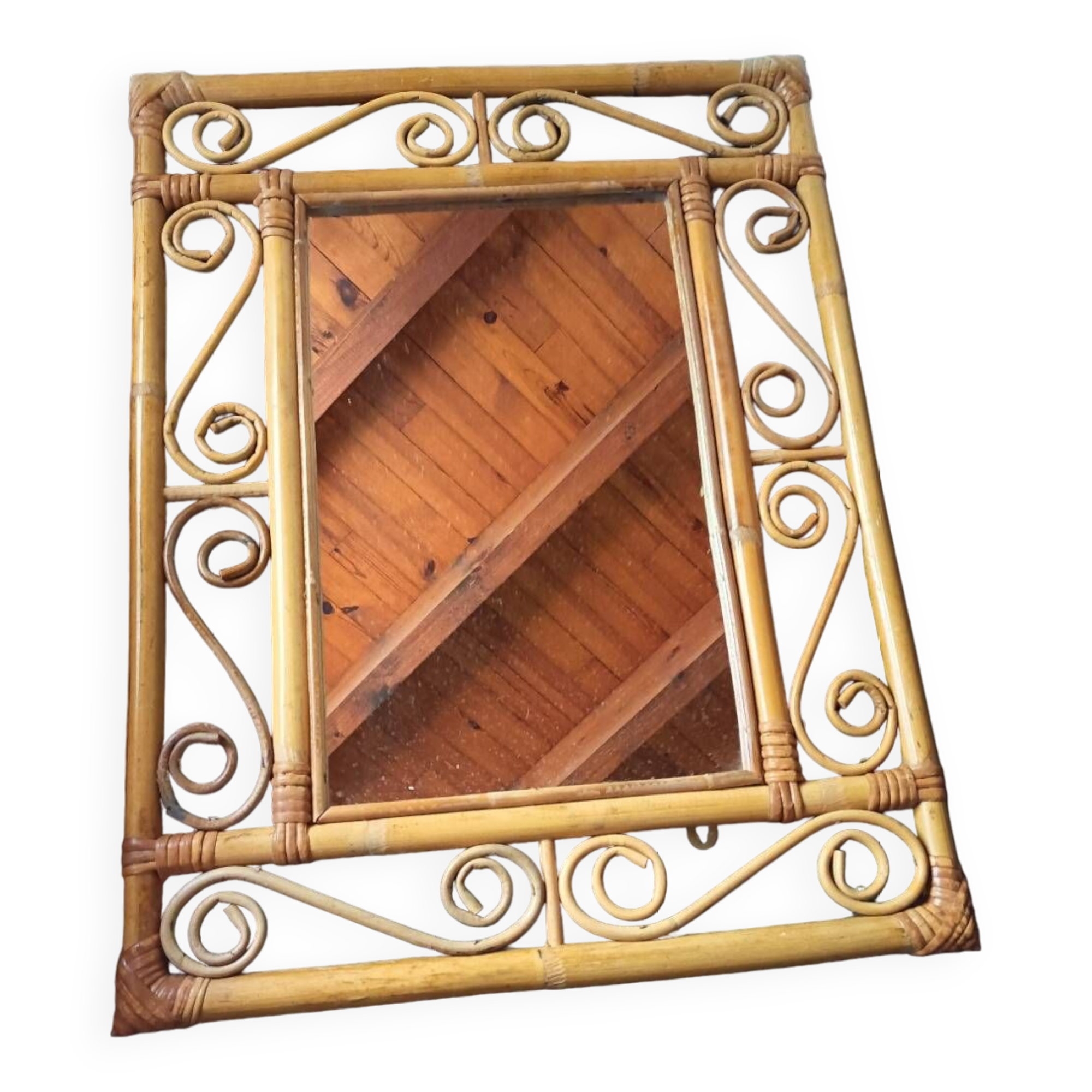 Vintage bamboo mirror