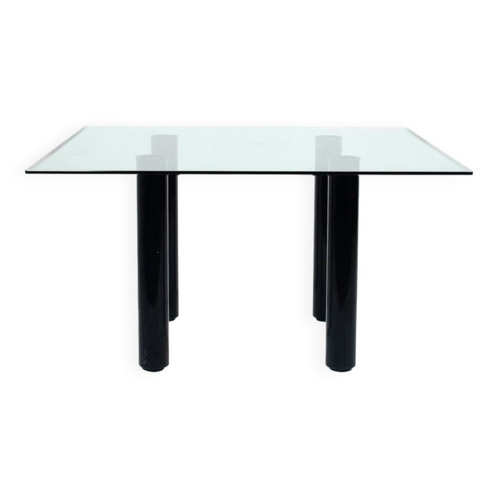 Table à manger carrée "Brentano" en verre par Emaf Progetti pour Zanotta (Italie, années 1980).