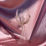 Pair of mouthblown wine goblets - large ribbed