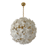 Italian White Flowers Glass Sputnik Candlestick