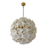 Italian White Flowers Glass Sputnik Chandelier