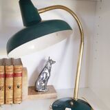 Green and gold articulated desk lamp