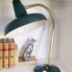 Lampe de bureau articulée verte et dorée