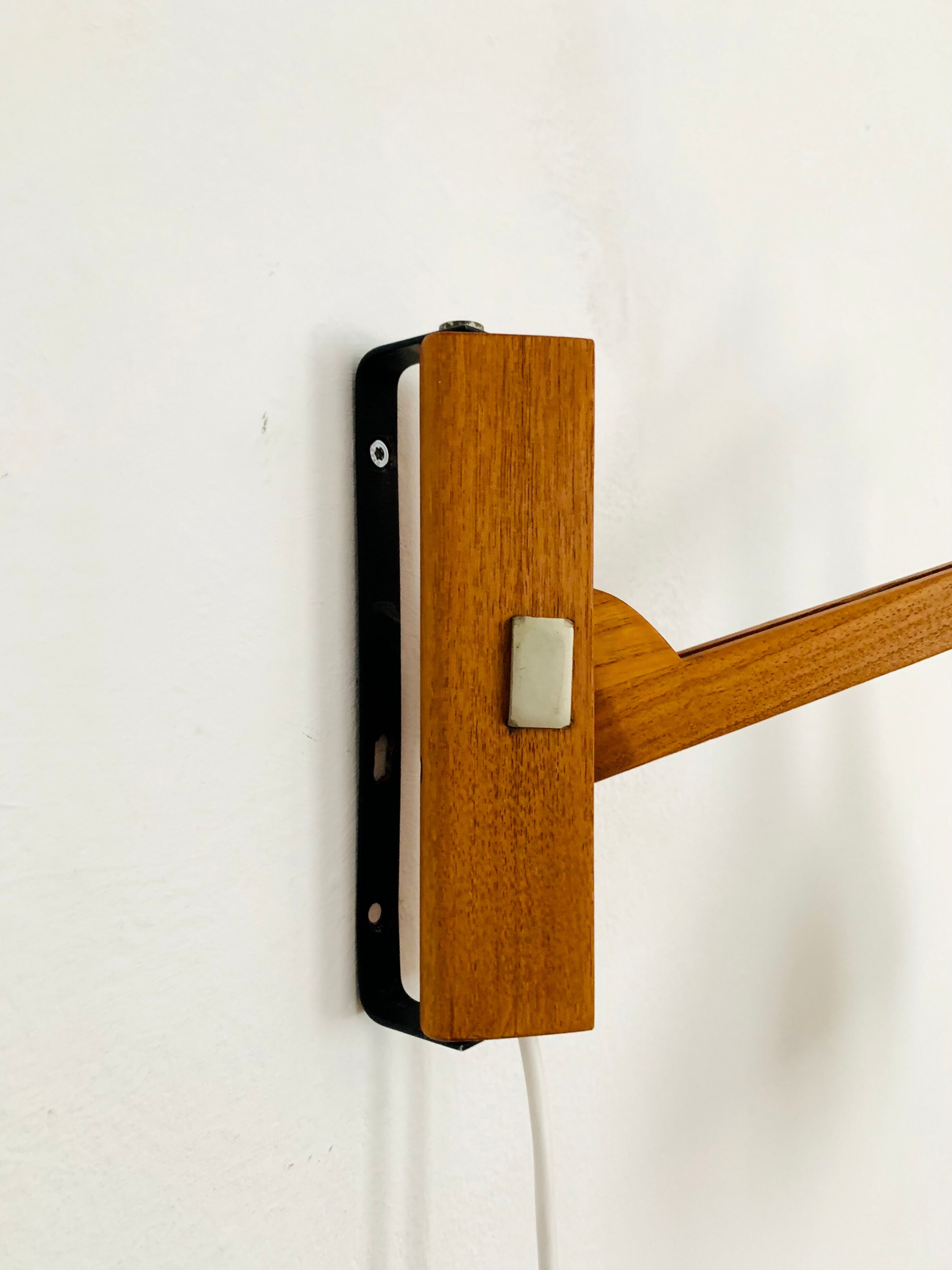 Danish Teak and Wicker Wall Lamp