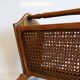 Vintage magazine rack in wood and caning, 50s