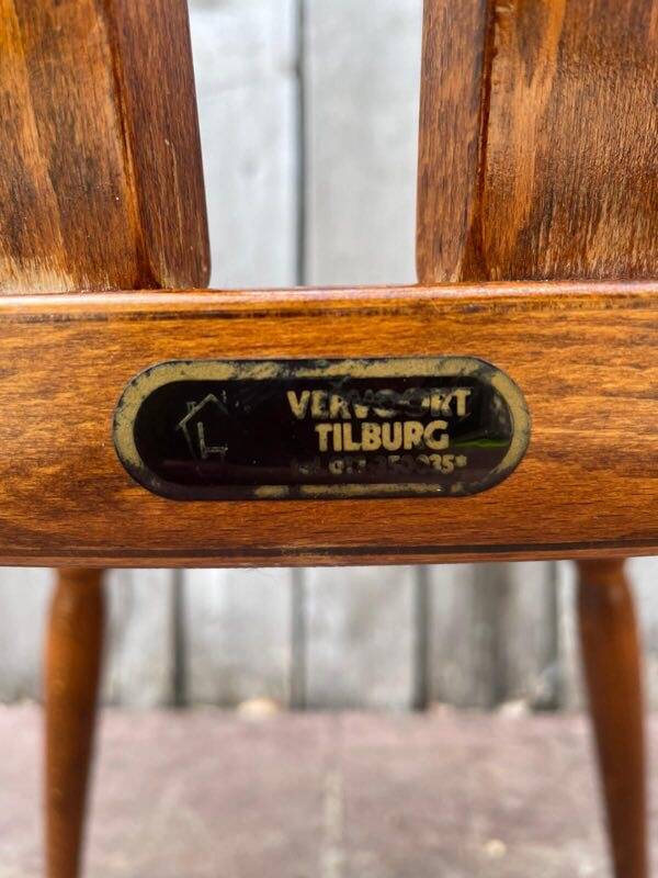 Vintage Brutalist Stube solid wood dining chair