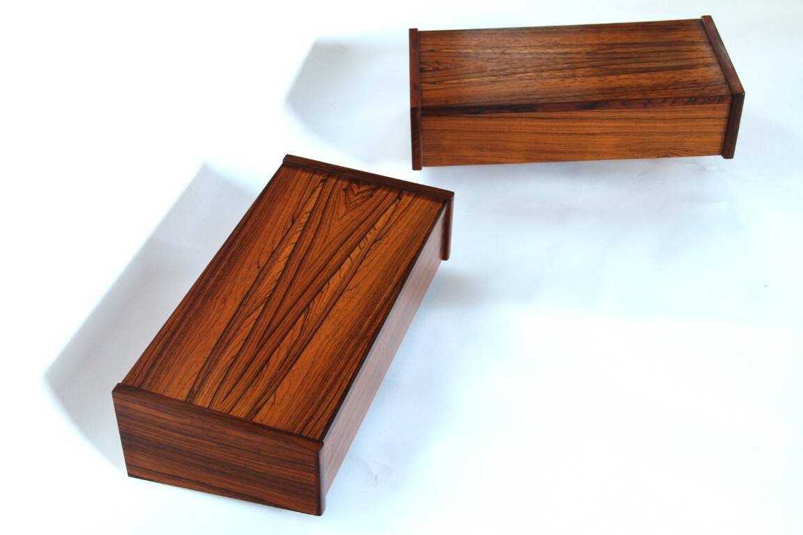 Vintage rosewood floating bedside tables. Set of two. 1960s
