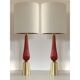RED Murano Glass Table Lamps with Bouclé Lampshde by SimoEng