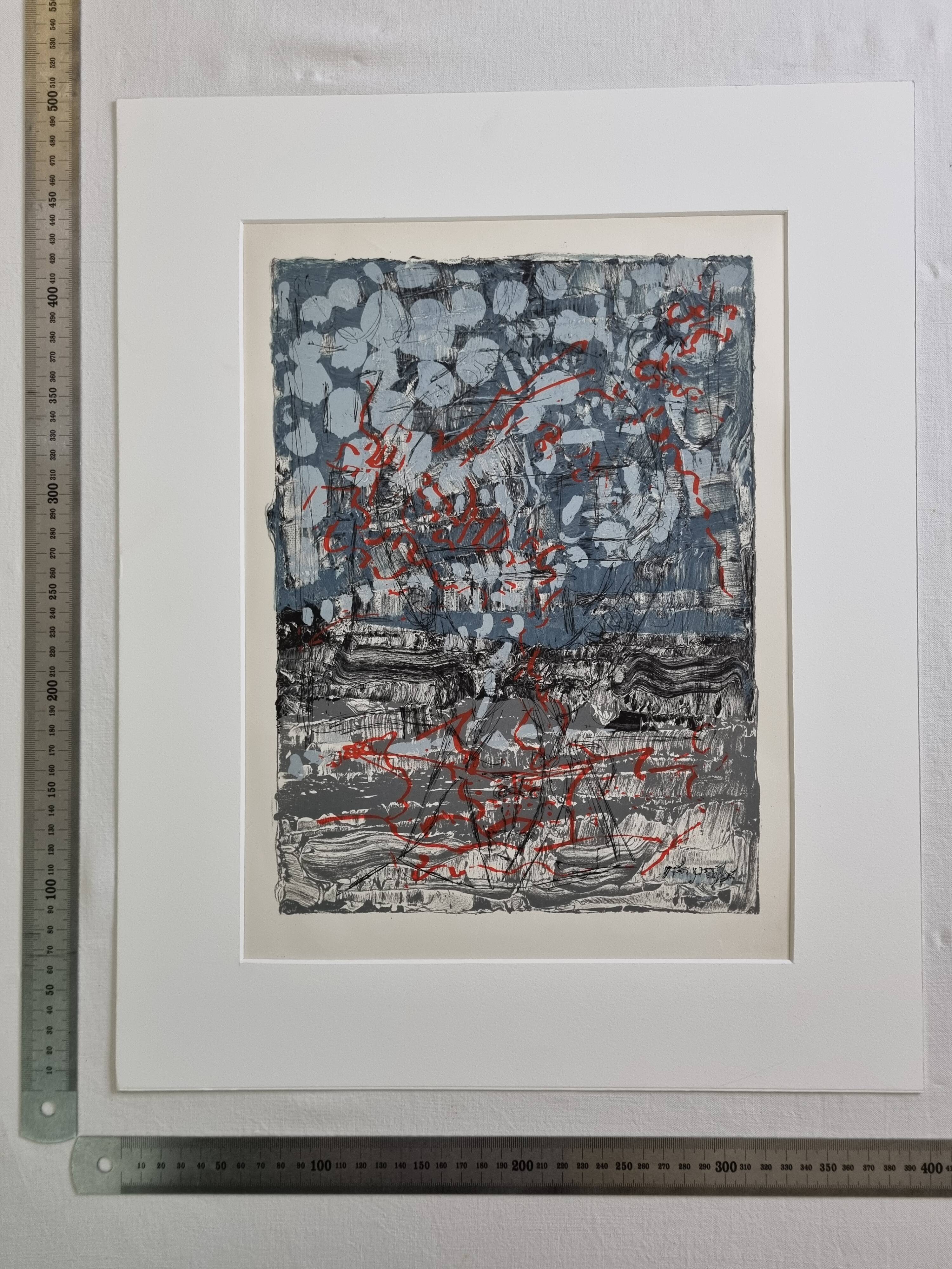 Jean-Paul Riopelle – Original lithograph – 1970 – Framed 42 x 52 cm