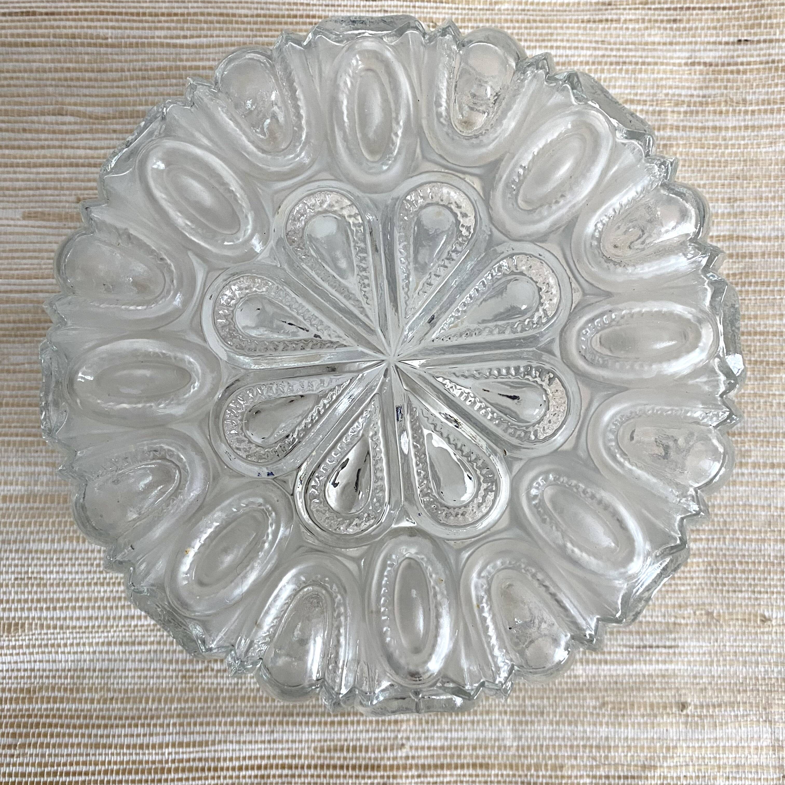 Vintage round molded glass ceiling light