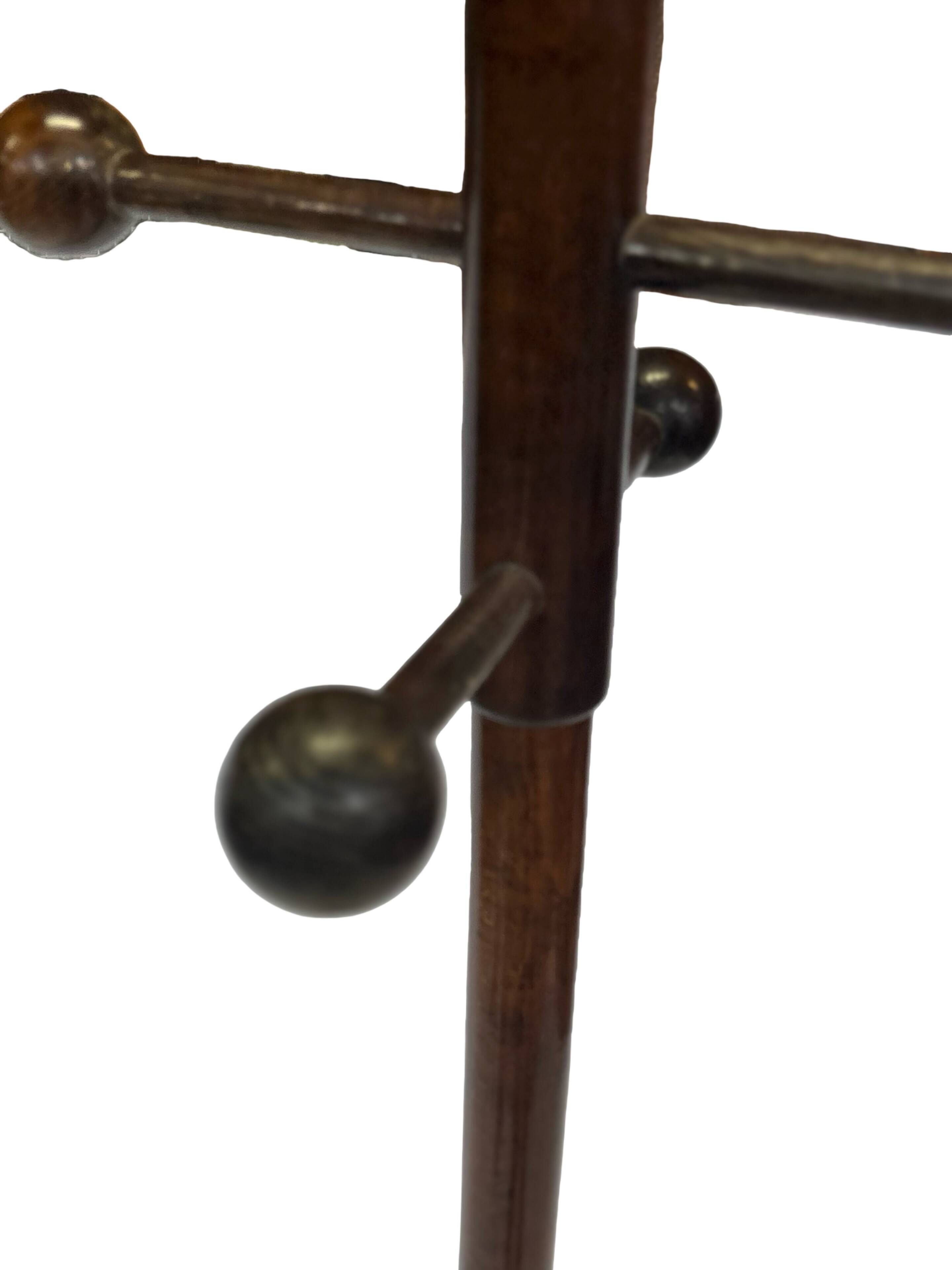 Vintage Wooden Sputnik Design Freestanding Coat Rack, 1970s, Brown