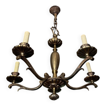 Bronze Regency style chandelier with 5 lights