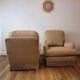 Vintage beige armchairs with fringes