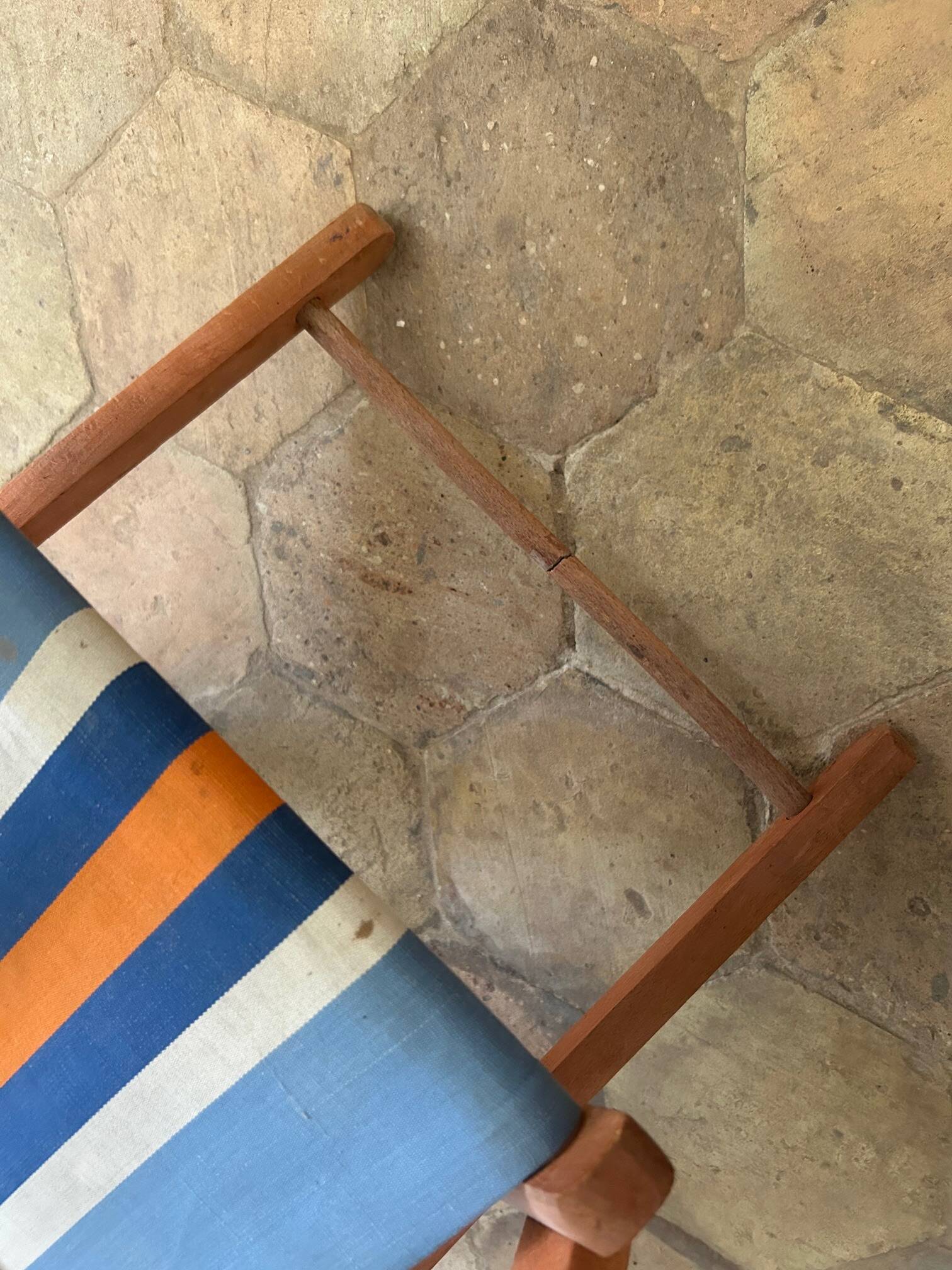 Children's folding armchair in wood and canvas