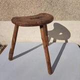 Antique tripod milking stool – folk art – patinated solid wood