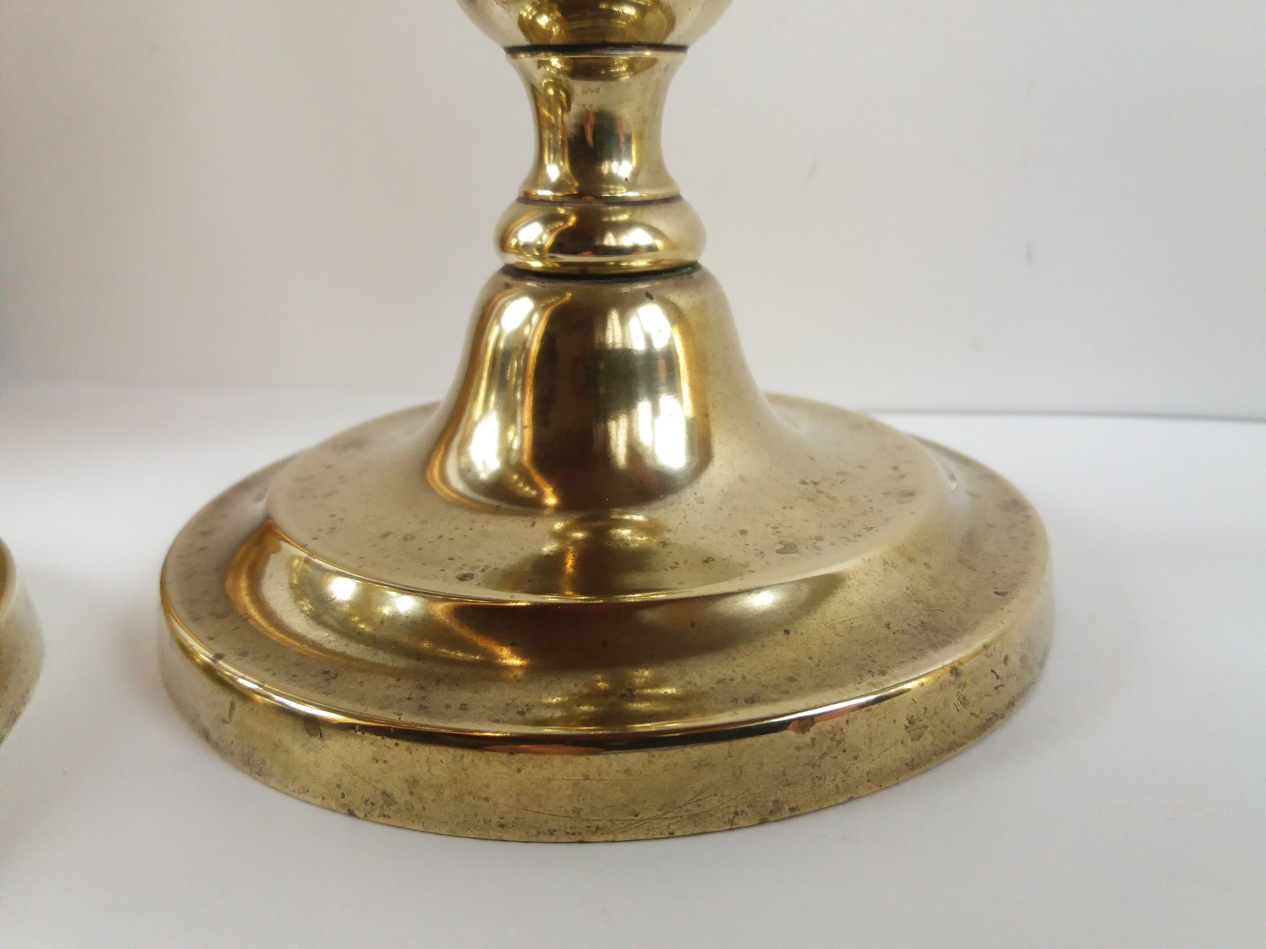 Pair Golden Brass Candlesticks