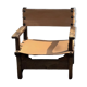 Brutalist armchair in wood and leather 60s