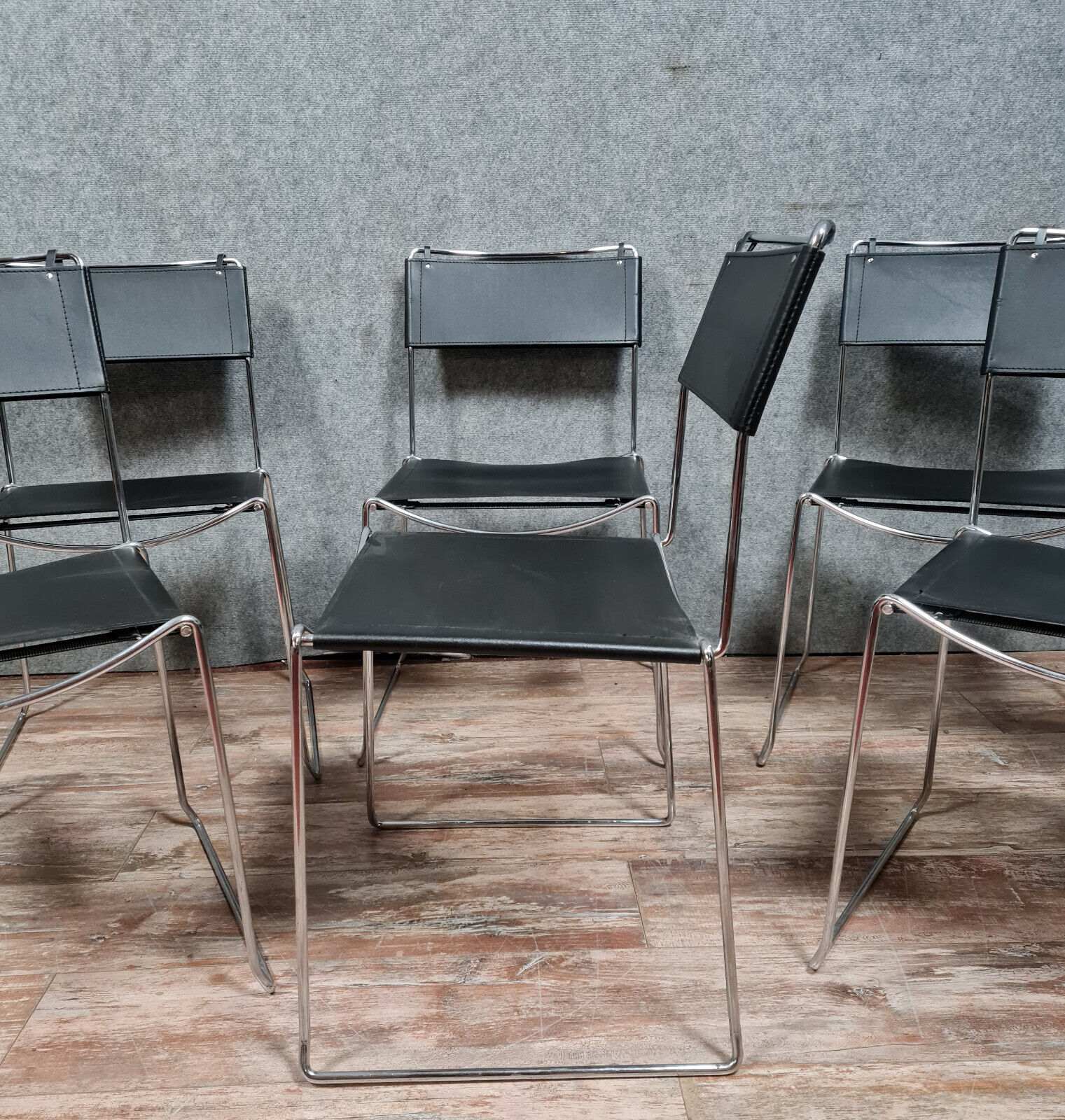 Series of 6 postmodern stackable chair chairs 1970