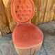 Velvet armchair salmon color upholstered - Napoleon III style