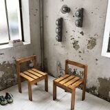 Duo of les arcs mountain pine chairs