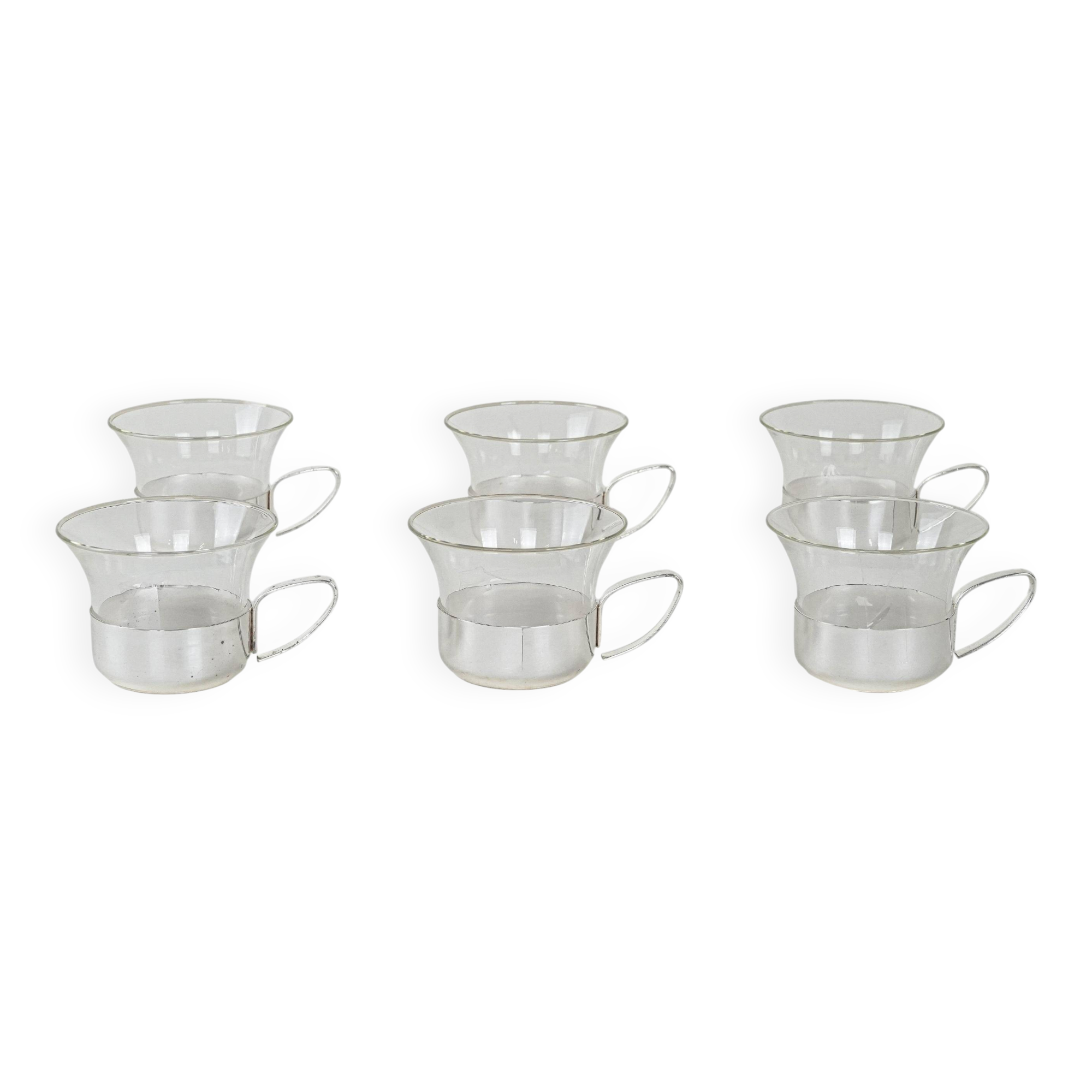 Set of glass cups, Italian design, 1980s, production: Italy