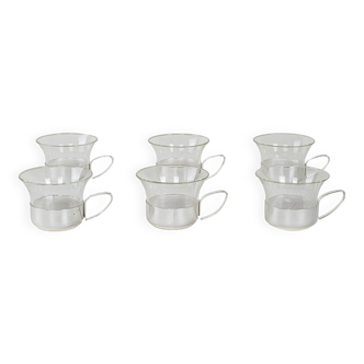 Set of glass cups, Italian design, 1980s, production: Italy
