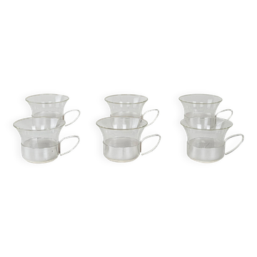 Set of glass cups, Italian design, 1980s, production: Italy