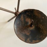 Brutalist beaten-iron campaign candlestick 1970