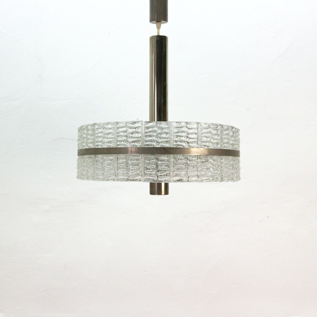 Large '60s Ice Glass Pendant Lamp