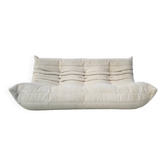 French Togo 3-seater sofa in off-white corduroy attributed to Michel Ducaroy for Ligne Roset, 1970s