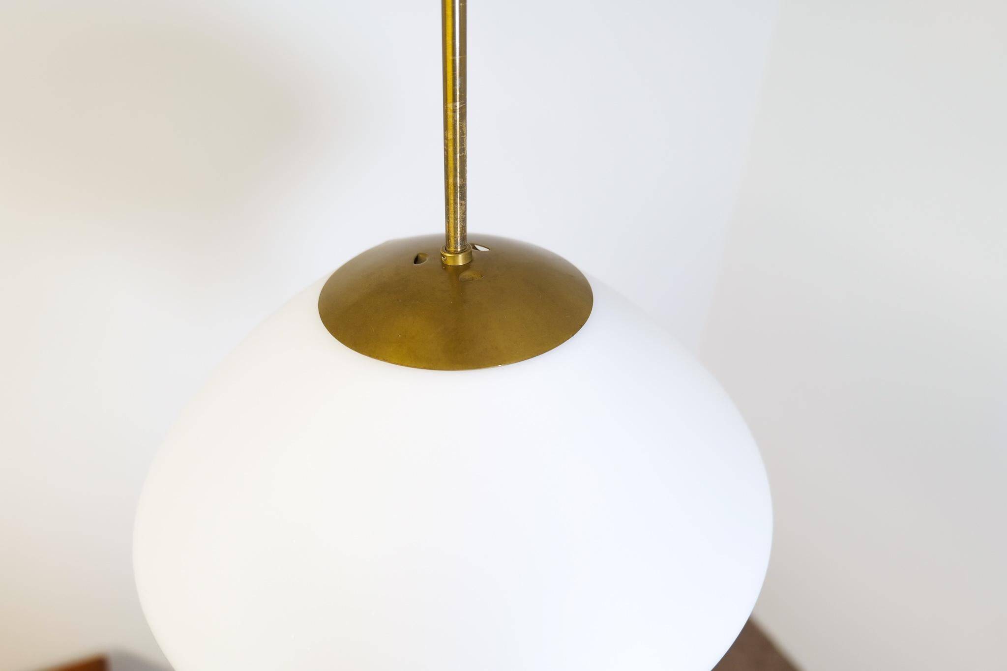 Large opaline pendant / modern brass mid-century ASEA Sweden, 1940s