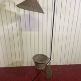 Floor lamp, e-reader door reviews with rattan basket circa 1950