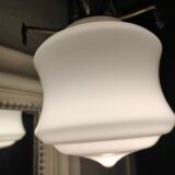 Pink opaline brass hanging lamp