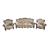 Canapé trois places et ses deux fauteuils style Louis XV rocaille