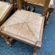 6 dining chairs made of solid medium oak with straw seats, 110cm