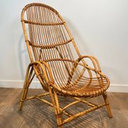Paire de fauteuils design en rotin