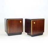 Mid Century Bedside Tables With Glass Tops, Czechoslovakia 1960s