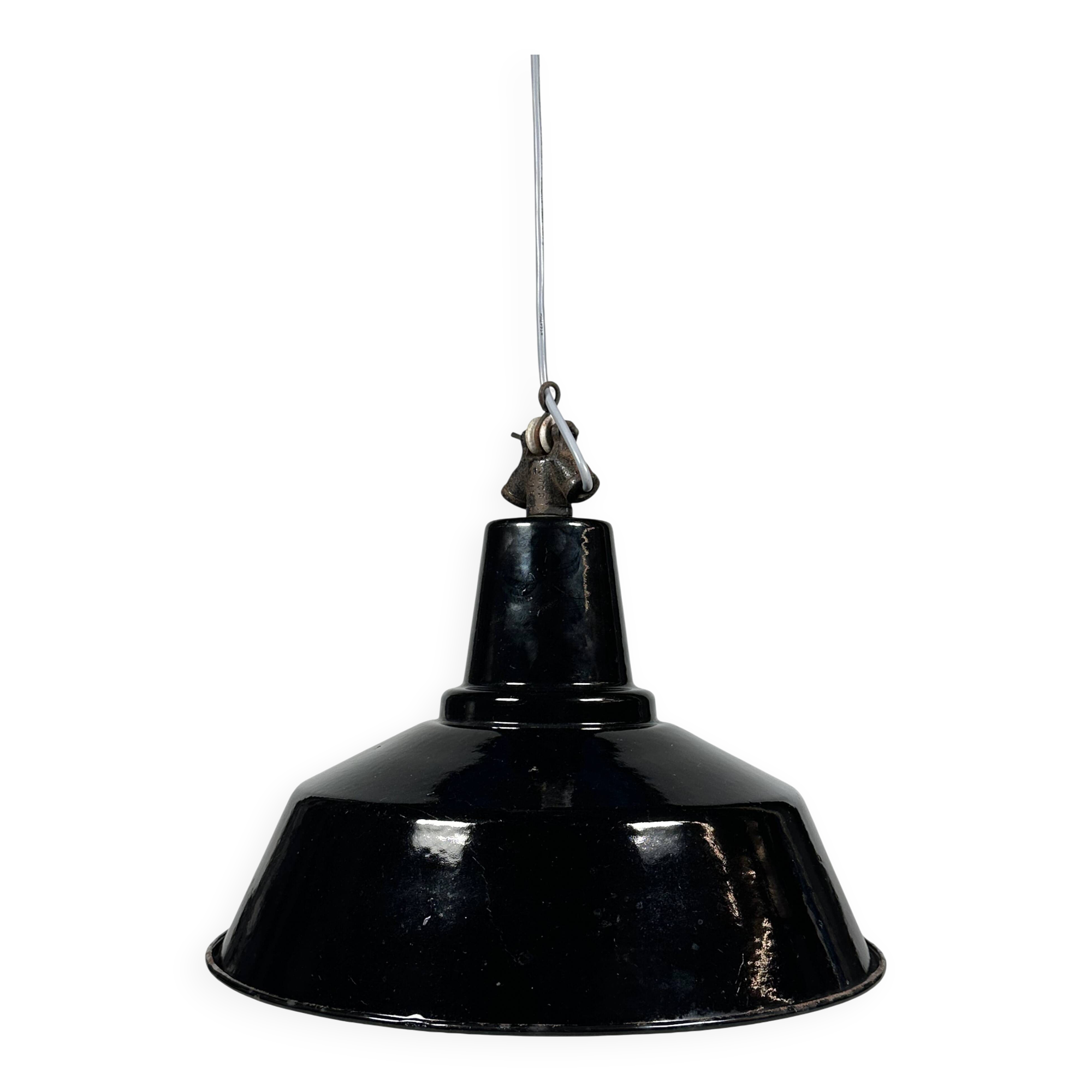 1930s/1940s Ceiling Lamp Industrial Lamp Enamel Loft Metal Bauhaus Design