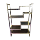 Italian shelf in gold-plated metal and smoked glass