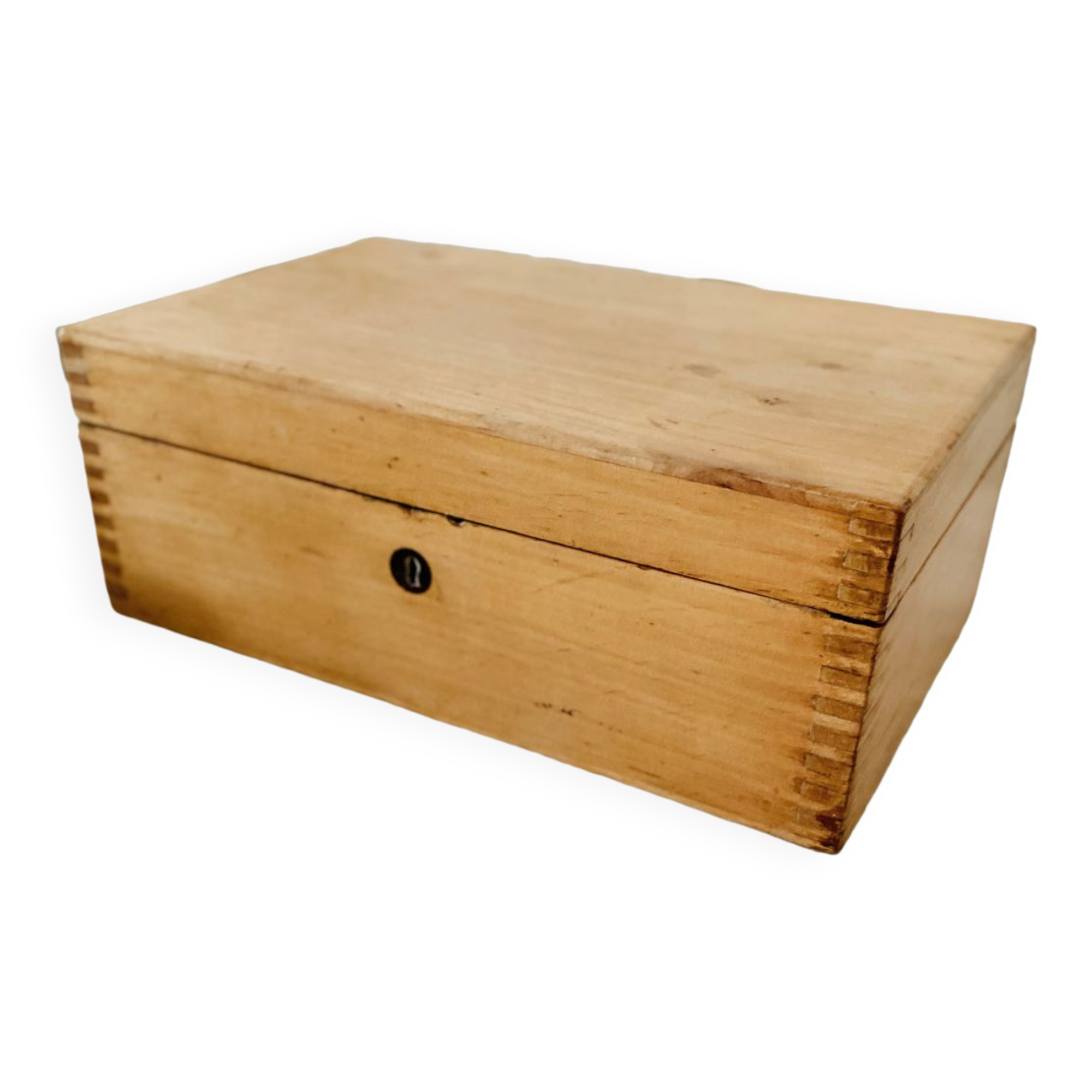 Small wooden storage chest box with keyless lid