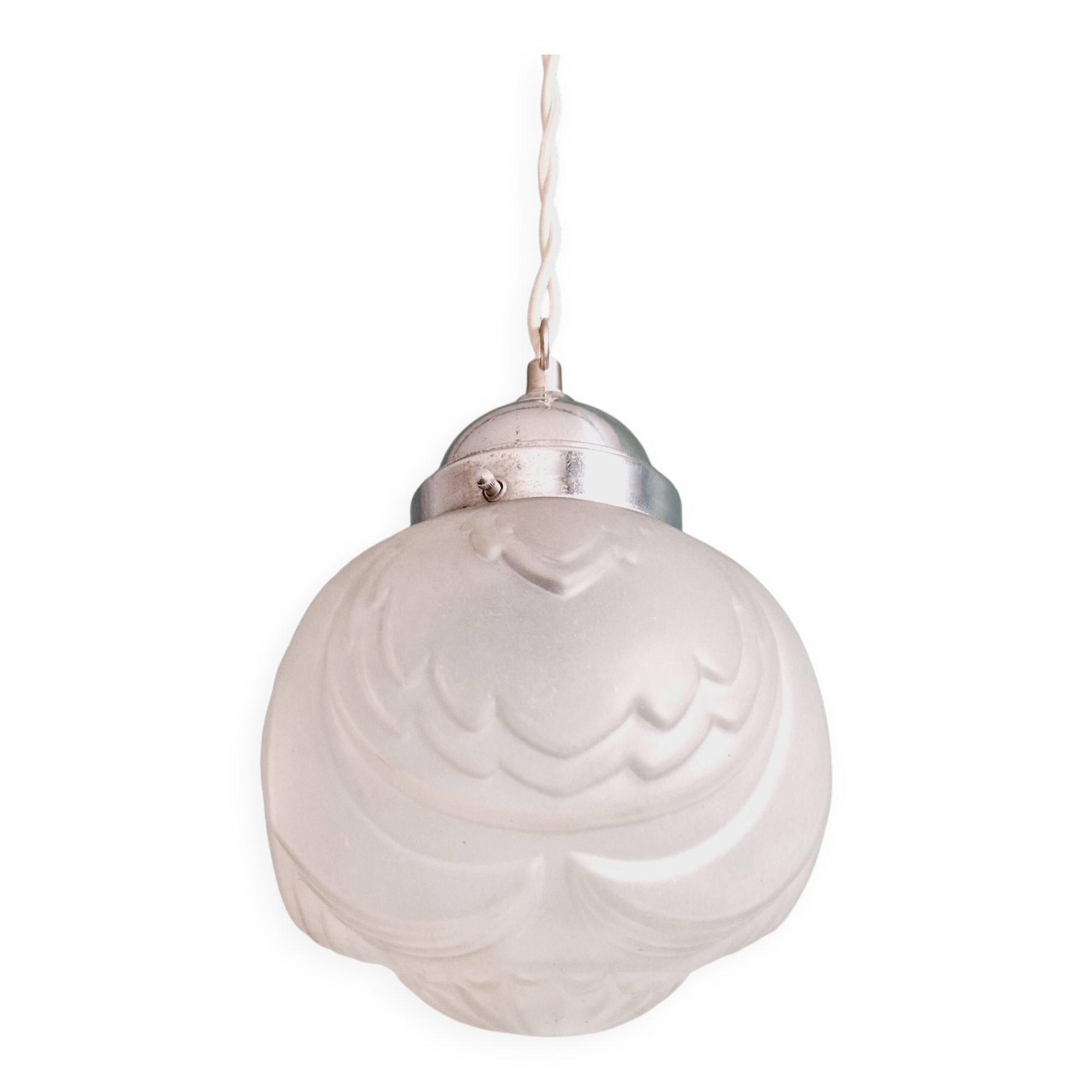 Art Deco pendant lamp in satin glass, 1920s-30s