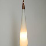 Rare Uno & Östen Kristiansson pendant lamp in opal glass and teak | Made by