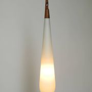 Rare Uno & Östen Kristiansson pendant lamp in opal glass and teak | Made by
