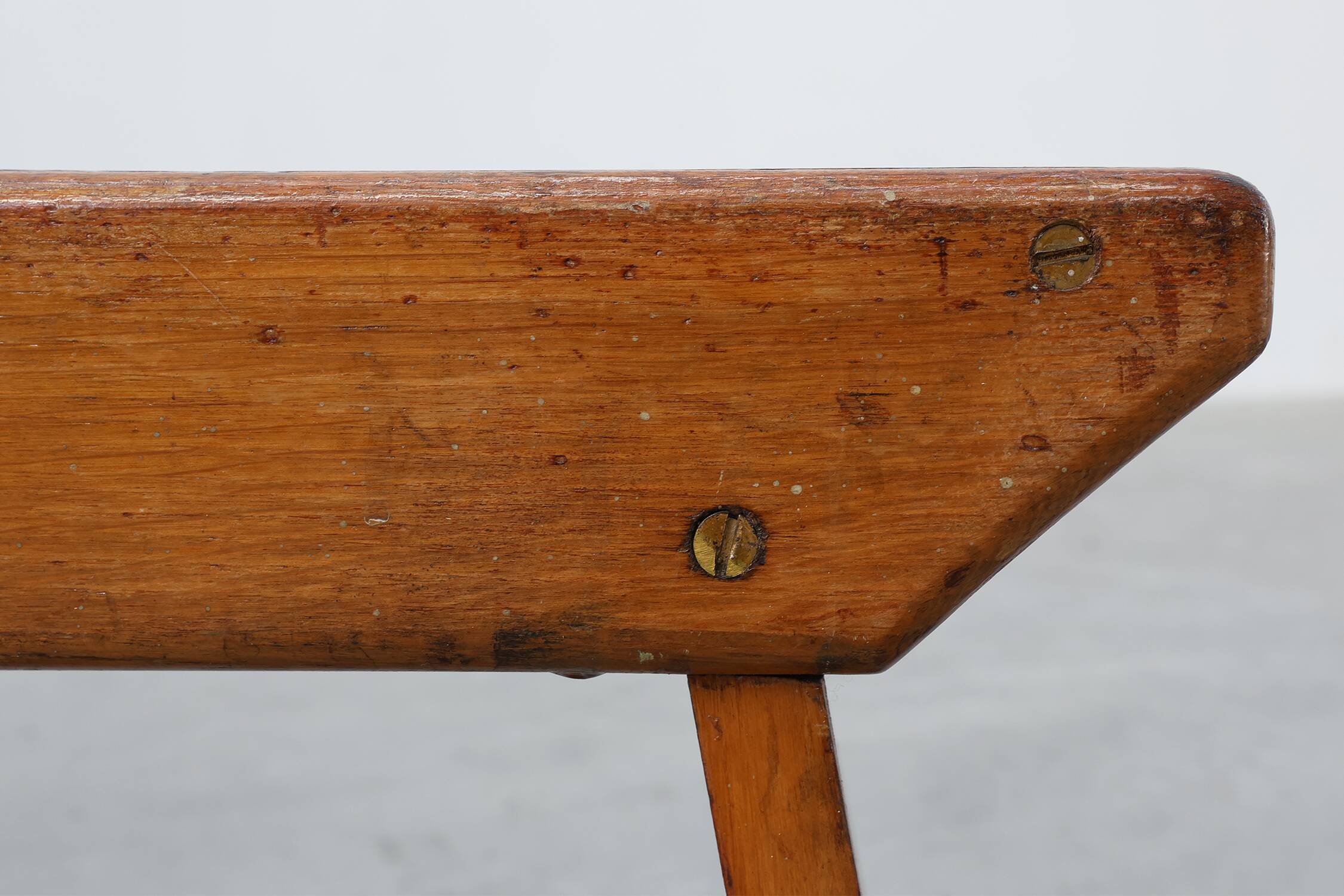 Rustic Pine Stool with Cut-Out Trestle Legs, Sweden, circa 1920