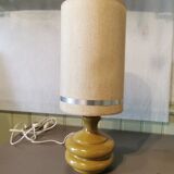 Round vintage khaki painted metal lamp