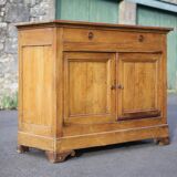 Low wooden sideboard, chest, storage unit, interior decoration Measurement: Length 140 cm. Height