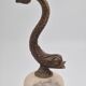 Sculptural table lamp in alabaster with fish/dolphin decoration, Swedish Grace